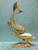 Large Brass Swimming Dolphin Pair Marine Nautical Statue 14.75" X 11.5" X 10.5"