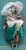 Porcelain/Cloth Doll 17-1/2" Tall, Green Flowered Outfit