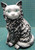 12 1/4" Tall Ceramic Long Haired Cat Statue Black and White Smokey Color