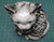 12 1/4" Tall Ceramic Long Haired Cat Statue Black and White Smokey Color
