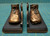 Pair Authentic Vintage Bronzed Metal Baby Booties Book Ends with Crowns