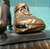 Pair Authentic Vintage Bronzed Metal Baby Booties Book Ends with Crowns