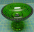 Vintage Jeannette Windsor Green Flashed Glass Pedestal Dish Compote Bowl 6" Diam