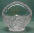 ABP Brilliant Hand Cut Etched Star Floral Lead Crystal Large Handled Basket Bowl