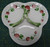 Ceramic 3 Section Plate or Candy Dish With Flowers and Four Leaf Clovers 8-3/4"