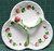 Ceramic 3 Section Plate or Candy Dish With Flowers and Four Leaf Clovers