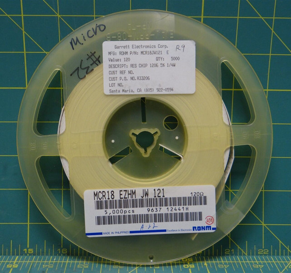 120 Ohm Fixed Chip Resistor 1206 1/4w 5% Tolerance P/N MCR18JW121 E