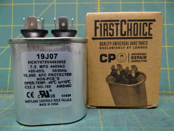 First Choice 19J07 Universal Repair Capacitor 7.5 MFD 440 V Oval HCKY075V440365Z