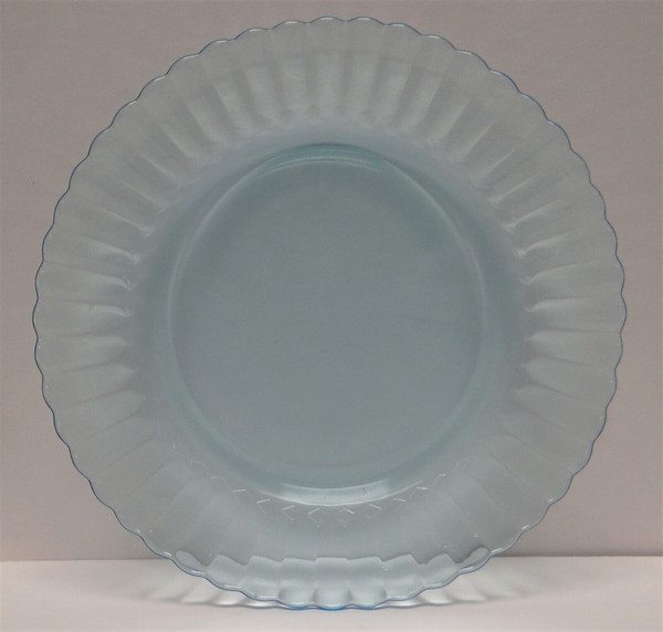 Fortecrisa Mexico Vintage Azure Ice Blue Ribbed Depression Glass Appetizer Plate