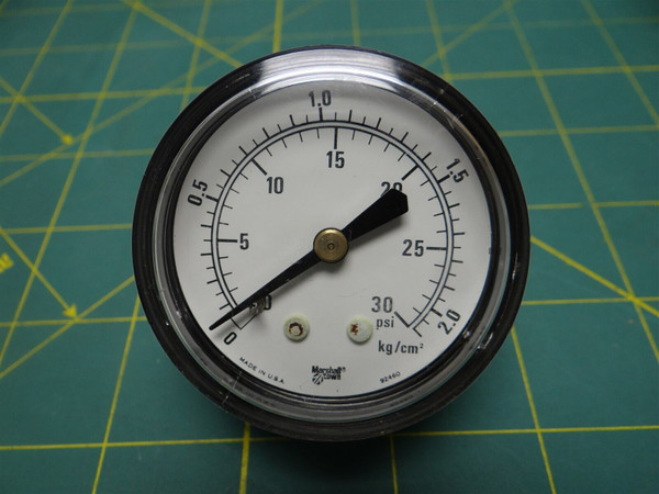 2" Marshalltown Pressure Gauge 0-2 kg/cm squared 0-30 psi Center Back 1/8" NPT