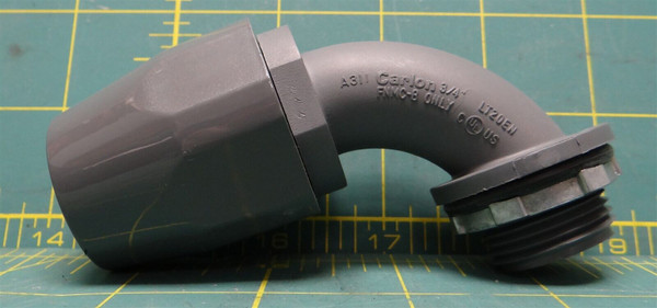 Carlon Liquidtight Connector LT20E-NEW 3/4", 90 Degree Fitting, Non-Metallic 