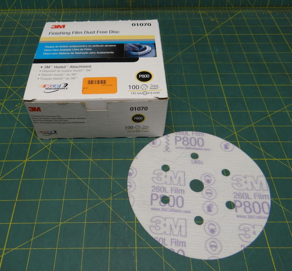 (Box of 100) 3M 01070 Hookit 6" Diameter Finishing Film Dust Free Disc P800