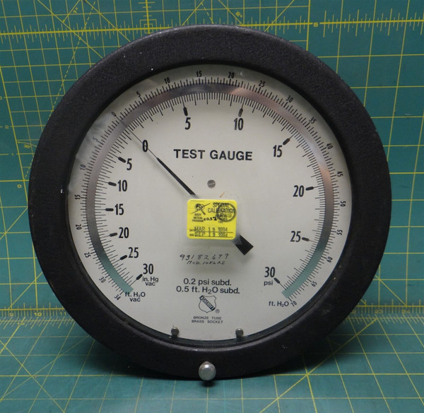 Ashcroft 8-1/2" 30in Hg VAC-30 PSI Test Gauge Back Rear Mount 1/4" FNPT 851082AS