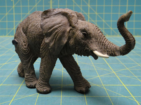Adult Elephant Figurine With Trunk Up - Dark Gray Color 