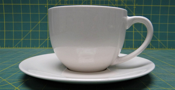 White Tea Cup And Saucer Plate Set Ceramic "Chateau" Model, Solid White Color