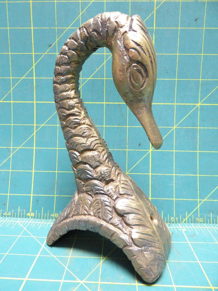 Vintage Hand Carved Solid Brass Swan Decorative Statue Figurine Handle Topper