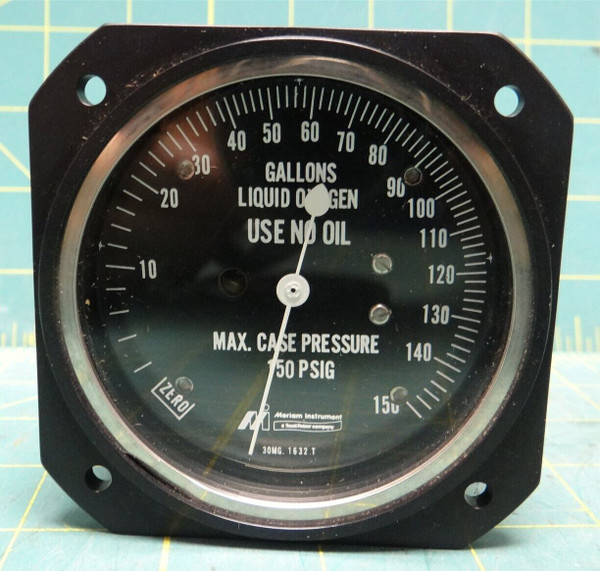 Meriam Instrument Liquid Oxygen 0-150 PSIG, 3" Face, 1113M