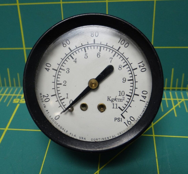 2" Continental Precision Instruments Pressure Gauge 0-160 PSI 0-11 Kg/cm Squared