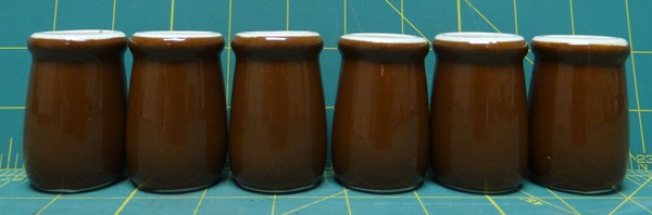 Lot of 6 Brown Hall Ceramics Candlestick Holders, Mini Flower Vases 2-1/4" Tall