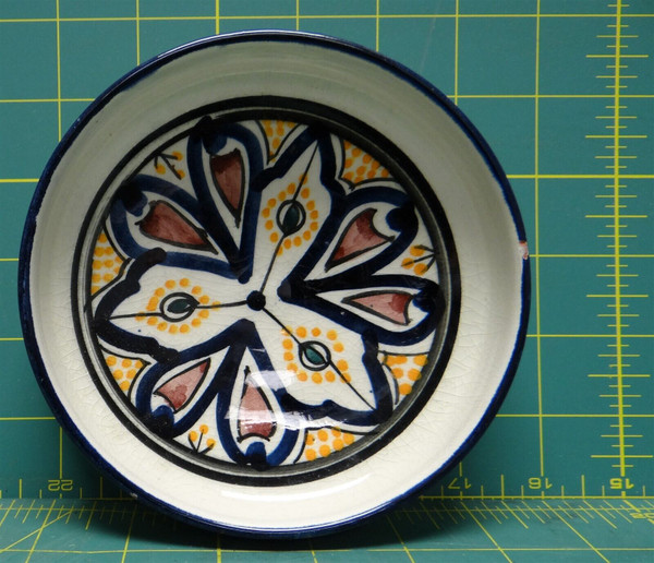 5 1/2" Floral Moroccan Handmade Decorative Ceramic Pottery Trinket Jewelry Bowl 