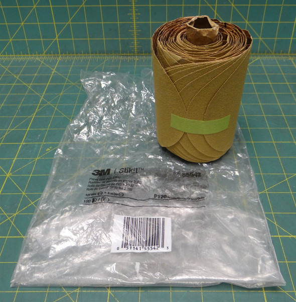 (Roll of 100) 3M 5" Dia Stikit Paper Disc Roll 236U P120 Grade Sandpaper 55542