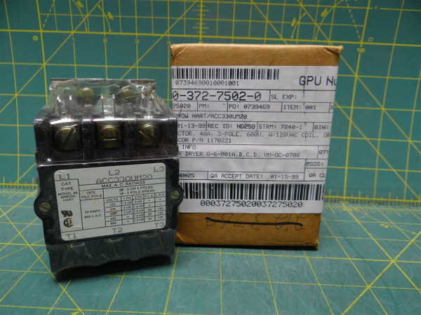 Arrow Hart Industrial Control Magnetic Contactor Model 85 ACC330UM20