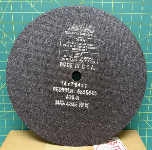 Box of 10 MSC Chopsaw Cut Off Wheel, 14" x 7/64" x 1", PN 05855945, A36-N