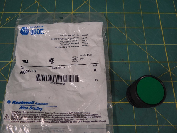 Allen-Bradley 800EP-F3 Series A Green Flush Button 