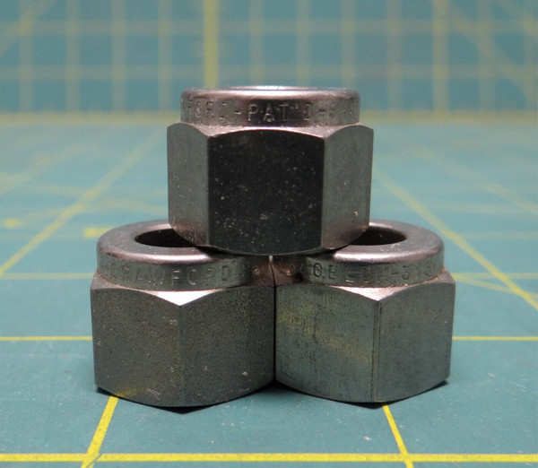 Qty: 3 Swagelok Crawford 316 Stainless Steel Hex Nut 1/2" 