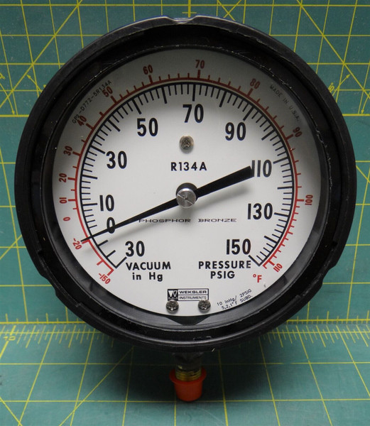 Weksler 4 1/2" Refrigerant Gauge 30"/0/150 PSIG 1/4" NPT Bottom Connect