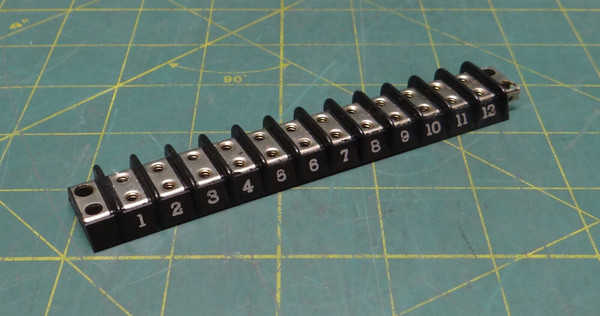 Double Row Barrier Marine Grade Terminal Block, 12 Position No Screws