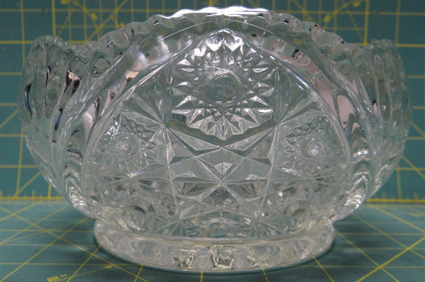 Vintage Smith Glass Co. Clear Glass Bowl Hobstar & Daisy Crystal Luster 7.25" D