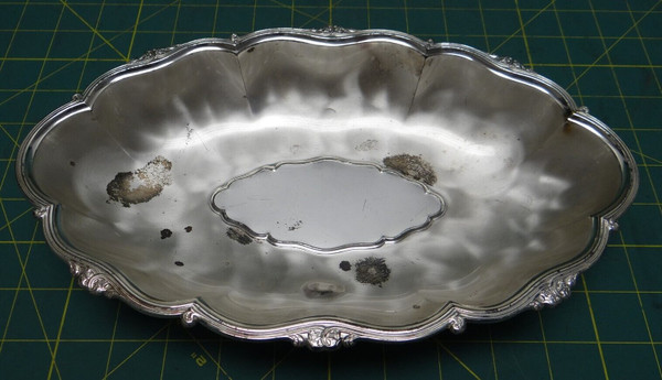 WMF-IKORA 108 6587 Silver Plated Footed Dish With Mirror Center 11-1/4" x 7-1/8"