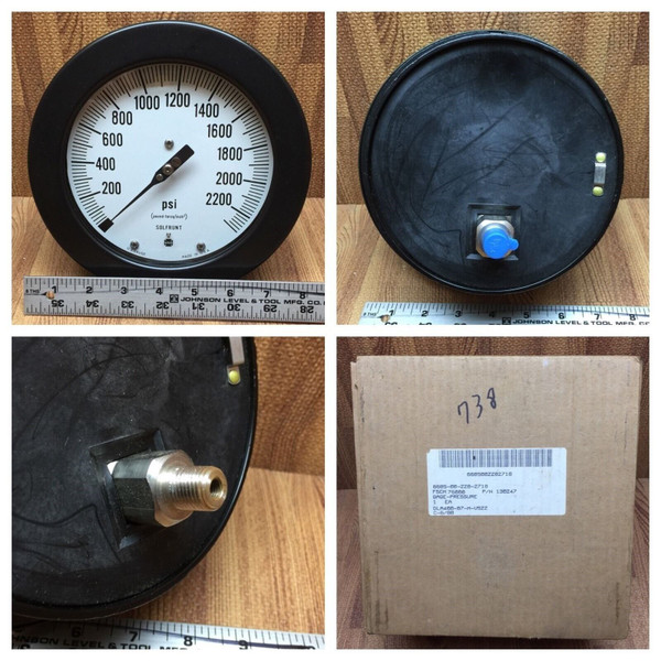 6" 0-2,300 PSI U.S. Gauge SOLFRUNT Panel Mount 1/4" Stainless Back Connection