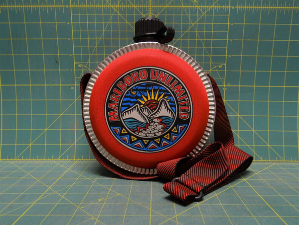 Vintage Marlboro Unlimited Coleman Water Canteen Red With Adjustable Strap 