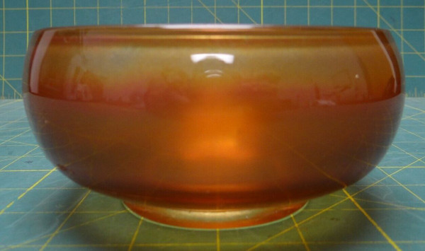 Orange Iridescent Carnival Glass Round Pressed Glass Bowl Candleholder 2.5" Tall