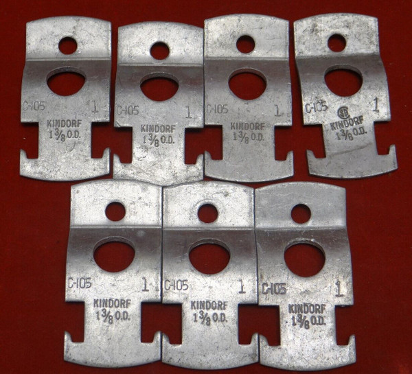 1" Kindorf C-105 1-3/8" OD Pipe Strap Conduit Clamp Fittings, Qty: 7