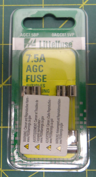 (5 pk) Littelfuse 7.5A AGC Fuse AGC7.5BP 0AG07.5VP Glass 3AG Fuse style