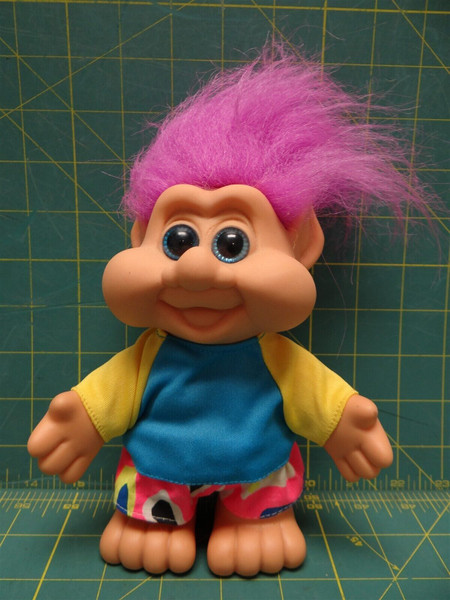 7" F.T.B. Troll Doll Purple Hair, Blue Eyes, Surfer Outfit 
