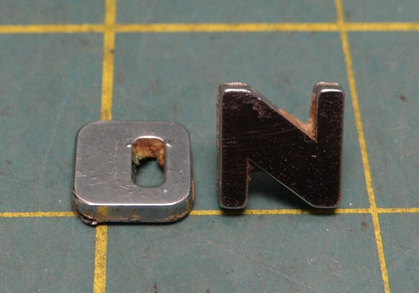 Vintage OEM Pontiac Metal Letters "O" "N" Emblem Car Badge P/N 0088 and 8799