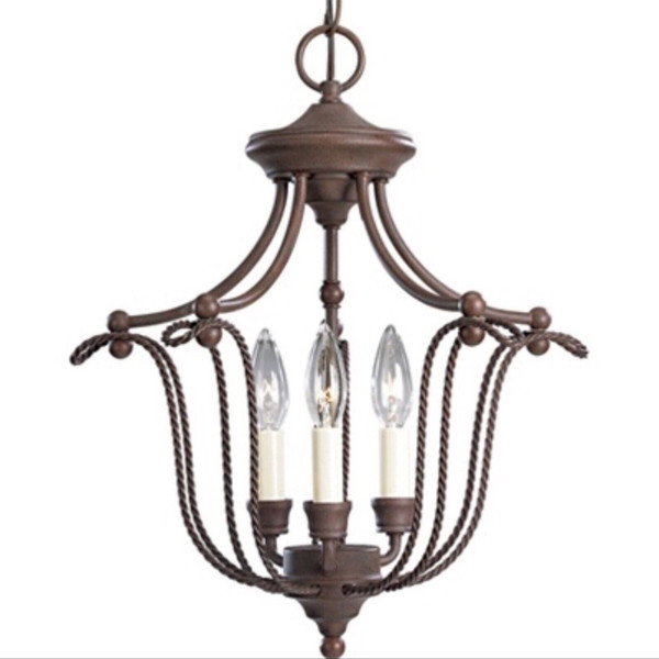 Progress Lighting P3782-33 3 Light Cobblestone Chandelier Foyer Or Hall Fixture