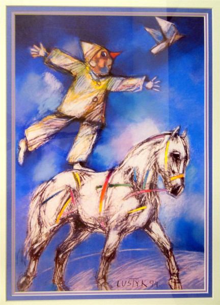 Lustyk "Circus" Lithograph Print 26.5" x 18" Framed and Matted