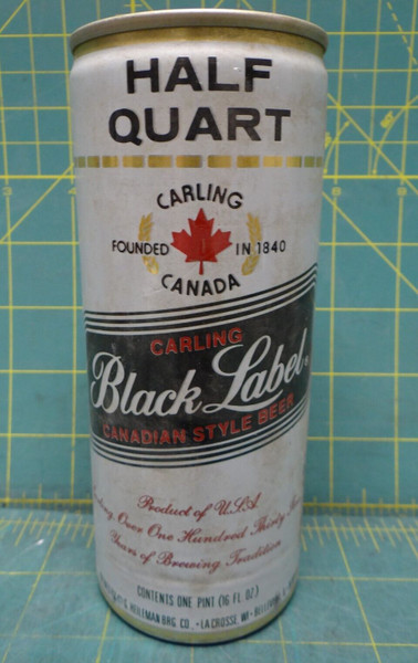Half Quart Carling Black Label Beer Product of USA Top Opened Pull Tab