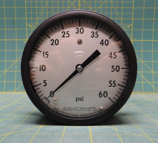 Ashcroft 4 1/2" General Service Gauge 0-60 PSI 1/4" NPT Back Connect 451010A02B