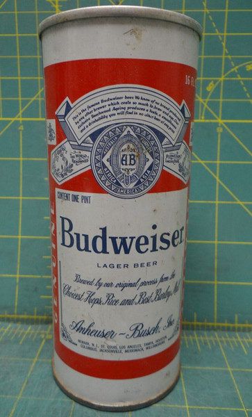 16 fl oz Budweiser Lager Beer Anheuser-Busch Inc. Top Opened Pull Tab