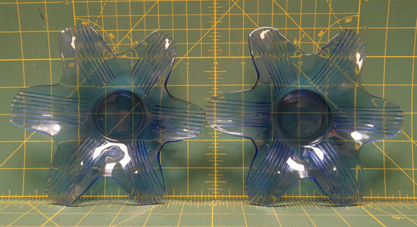 Vintage Cobalt Blue Depression Glass Starfish Lily Flower Shaped Votive Dish 6"D