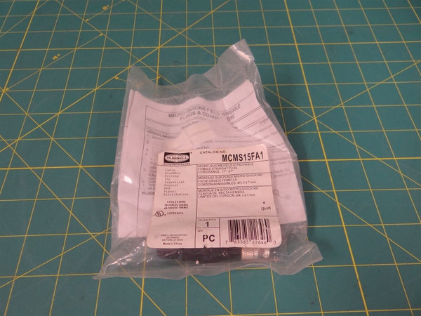 Hubbel MCMS15FA1 Micro-Quick Field Attachable Female Straight Plug   .17"-.27" 