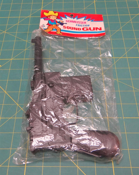 Vintage Schmeisser Friction Sound Toy Gun - Original Packaging HONG KONG TC 102