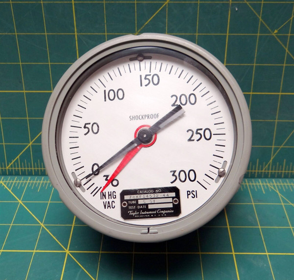 Taylor Ins. 78KKF14532-44 Pressure Gauge 300 PSI Tube or NPT Connection
