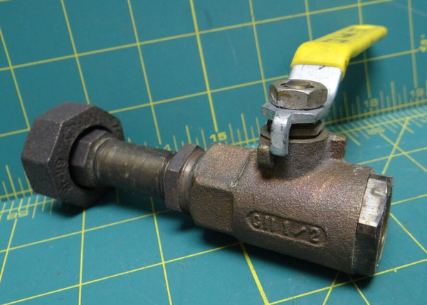 Apollo C11 1/2" Brass Inline Ball Valve 600 WOG, Attached Fitting